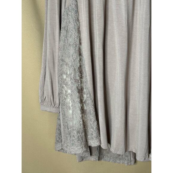 POL Mocha Long Sleeve Embroidered Yoke Flowy Tunic L NWOT - Picture 3 of 8